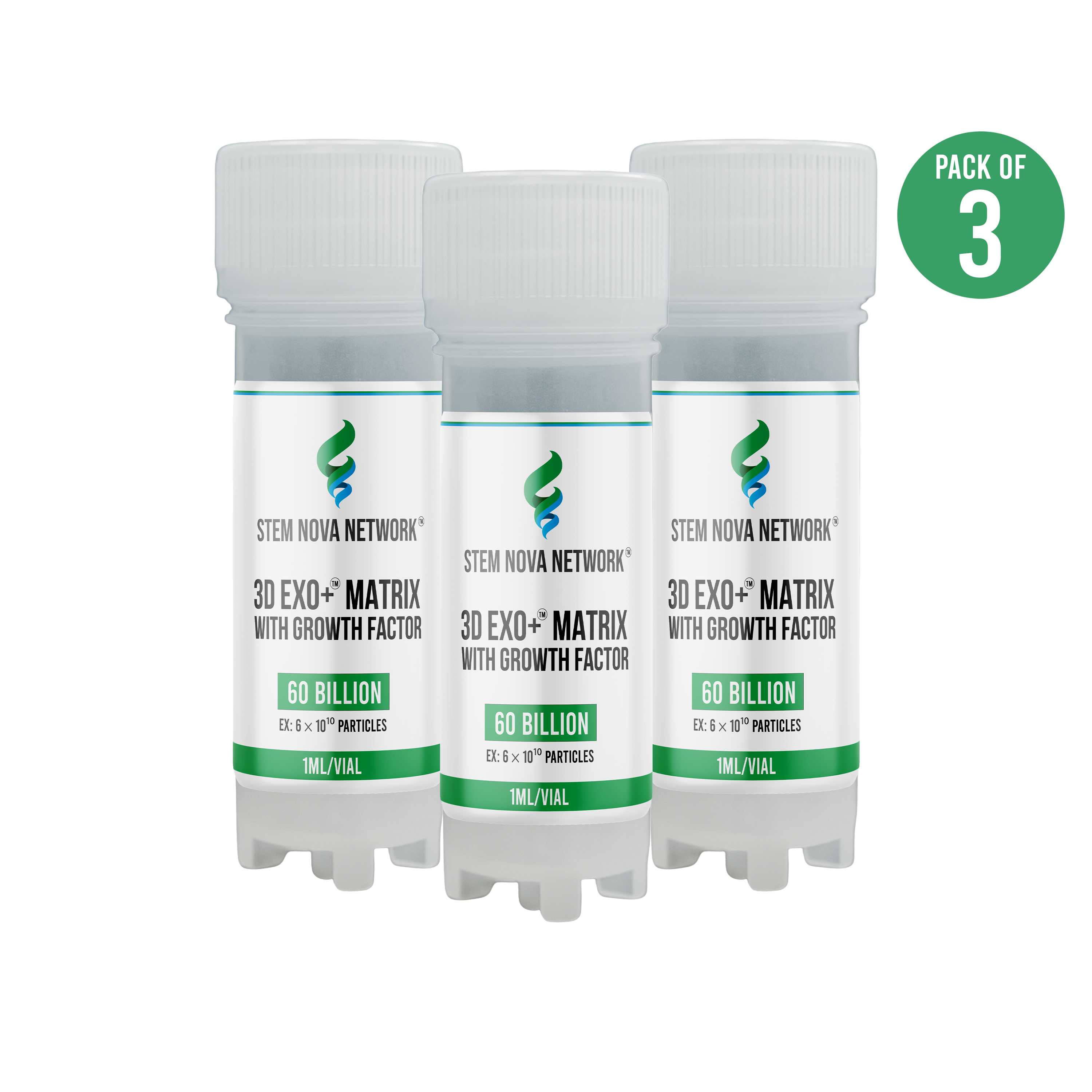 3DExo+™ Matrix with Growth Factor (60B Exosomes Vial) - Pack of 3