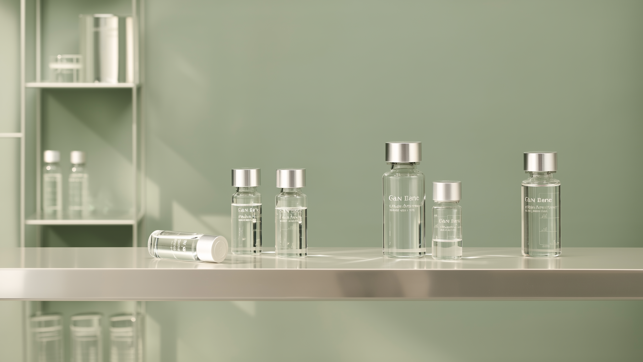 Medical vials on a clean surface with a soft growth motif — cash-pay regenerative services margin