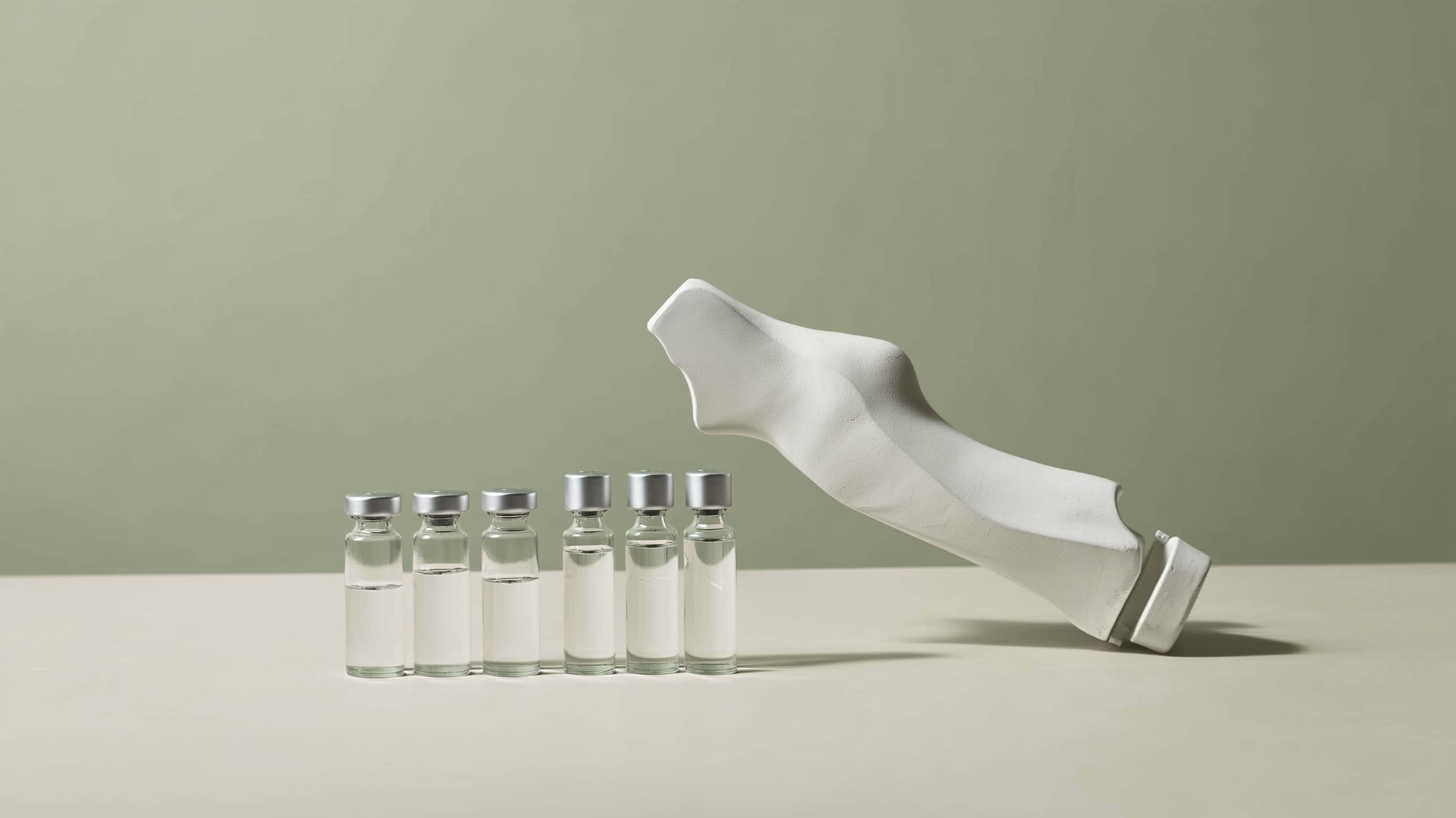 Medical vials beside a knee joint model in an orthopedic clinic — wholesale hUCT-MSC for clinics