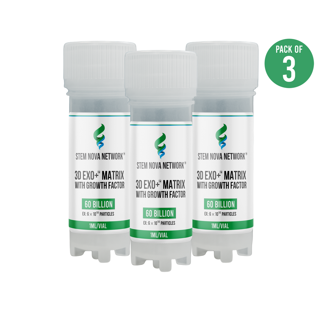 3DExo+™ Matrix with Growth Factor (60B Exosomes Vial) - Pack of 3